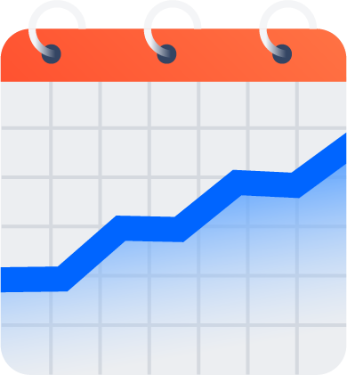 Calendrier avec un graphique linéaire